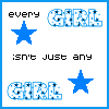 A static image displays four with text and star symbols in blue, black, and white