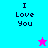 Four quadrant with cyan, purple, pink, and light purple backgrounds displaying 'I Love You' text and two pixelated star icons