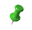 Two green pushpin icons displayed side-by-side on a gray background with slight pixelation and anti-aliasing effects.