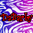 Pixelated image with purple and blue wavy background, red stylized text 'DgDgrly', and a small red heart symbol.