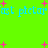 Bright green background with repeating blue text and pink star shapes, animated to shift positions.