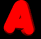 Red 3D letter A with rounded edges rotates clockwise across on black background
