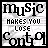 15 identical pixelated icons with black text on a white background, each displaying 'MUSIC MAKES YOU LOSE Control' in stylized fonts