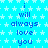 Blue background with white star pattern and repeated blue text "i will always love you" in pixelated font.