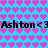 Pixelated heart-patterned background with repeated text "Ashton <3 Ashton <3" in black font across two horizontal bands.