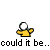 Pixelated character with white head and yellow-orange clothing, transitioning through multiple poses including raised arms and crown-like hair effects.