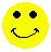 Yellow circular face with black eyes and mouth, showing various expressions including smiling, winking, tongue-out, and animated mouth shapes.