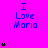 A bright pink background displays repeated blue text "I Love Maria" with varying numbers of black heart symbols below each instance.