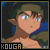 Pixelated anime-style character with brown hair and blue eyes, wearing a green headband, displayed in a of five with text "KOUHA" at the bottom left of each
