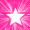 A static pixelated image featuring a white star shape centered on a pink gradient background with scattered lighter and darker pink pixels.