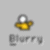 A pixelated yellow and gray icon with a rounded top and a white circular highlight, positioned above a blurred gray text element on a light gray background.