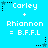 A static image with a bright cyan background displays three identical of text and symbols arranged horizontally
