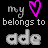Pixelated text 'my heart belongs to ade' with a pink heart symbol replacing the word 'heart', displayed in two side-by-side frames showing animation change.