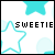 Pixelated star-shaped icon with cyan and white background, displaying sequential text phrases across frames.