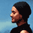 Pixelated static image of a person's profile with dark hair against a blue gradient background, rendered in low-resolution 256x256 pixels.