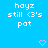 Blue background with white pixelated text reading 'hoyz still <3's pot' and two pink heart icons at bottom center-right.