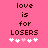 Pixelated text on pink background with two of five hearts, each showing different heart color sequences
