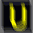 Animated contact sheet of a yellow U-shaped icon with varying 3D depth and shading across eight frames on dark backgrounds.