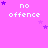 A static image with a bright pink background displaying repeated 'no offence' text in white pixelated font, accompanied by scattered purple stars.