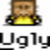 Pixelated cartoon character with brown hair and yellow shirt appears above bold black text reading "I AM UGLY YES!" on white background.