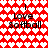 Red background with white heart pattern; black text 'Love Softball' repeated in two with vertical lines above each