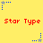 Yellow background with red text "Star Type" repeated twice, blue and gray star-shaped icons with dotted lines in various positions.