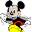 Six pixelated Mickey Mouse poses in a , each with distinct expressions and gestures against white background