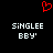 Red pixelated heart symbol above two identical white text blocks reading 'SINGLEE BBY' on black background.