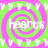 A static image with a repeating pattern of green and pink spiral backgrounds, white 'Hearts' text, and white 'V' and 'W' symbols arranged in a
