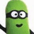 Green pickle-shaped character with black goggles and a black arm, next to text reading 'Super Pickle' with multiple exclamation marks.