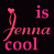 Six display 'Jenna' text with varying adjectives, each featuring a stylized figure holding a flower above the name