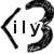 Black and white pixelated icon with angular brackets framing lowercase letters 'i', 'l', 'y' on a white background.
