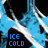 Blue and black patterned icon with repeated 'ICE COLD' text, white diagonal lines, and blue heart symbols on a textured background.