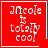 Red square icon with white pixelated text 'Nicole is totally cool' and a white border, featuring a small white heart symbol in the bottom-right corner of the right