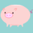 Pixelated pink pig with small ears and a snout stands on light blue background; adjacent frame shows black text 'OINK!' over white splash effect on bright blue background.