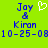 Green background with blue text reading 'Joy & Kiran 10-25-08' and a white pixelated heart symbol above 'Joy' on the left side.