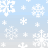 Pixelated text phrases about kisses and snowflakes on a light blue background with white snowflake patterns, animated to change wordwall content.