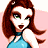A pixelated cartoon-style image of a woman with brown hair and green eyes wearing a blue dress, positioned next to green text on a dark background.