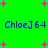 Green background with pink plus signs and blue text reading "ChloeJ64" repeated four times in two