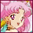 Pixelated anime-style character with pink hair and purple eyes, side profile against black background with 'Anime IM' text.