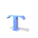 Blue 3D letter T and I icons in various orientations with shadows on white background, transitioning through animation frames.