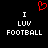 Red pixelated heart symbol above white text reading "I LUV FOOTBALL" on black background, duplicated side-by-side.