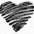 Three black-and-white heart shapes with horizontal striped patterns on white background, one in bottom-left and two overlapping at top-right.