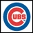 A pixelated Chicago Cubs logo with blue and red colors on a white background, next to a pink heart-shaped text graphic reading 'Go ChlcAgO CuBs' in black letters.