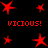 Red star shapes and "VICIOUS!" text on black background, with varying star sizes