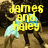 Animated sequence showing two figures in a dance pose with changing text overlays: 'james and haley', 'love is forever', and three heart symbols.