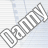 A 48x48 pixel animated buddy icon showing the word "DAMN" in a stylized, blocky font with alternating light and dark gray stripes on a transparent background.