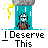 Animated contact sheet of a pixel art character in red and white clothing standing under blue waterfalls with yellow lightning effects, repeating the phrase "I Deserve This" below each frame.