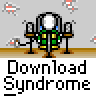 Animated contact sheet showing 11 frames of a pixel art buddy icon with microphone, computer monitor, and trash can elements cycling through different states.