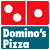 Red and blue Domino's Pizza logo with white dots on red sections, green text 'Original Icons .com' on dark green background.